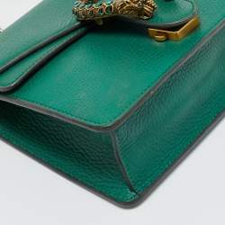 Pre Owned Gucci Green Leather Mini Crystal Dionysus Shoulder Bag