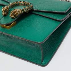 Pre Owned Gucci Green Leather Mini Crystal Dionysus Shoulder Bag