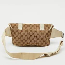 Pre Owned Gucci Beige/Off White GG Canvas and Leather Waist Bag