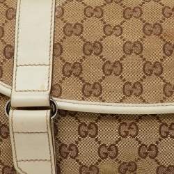 Pre Owned Gucci Beige/Off White GG Canvas and Leather Waist Bag