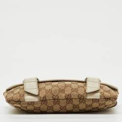 Pre Owned Gucci Beige/Off White GG Canvas and Leather Waist Bag