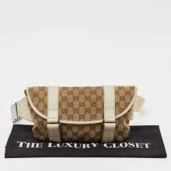 Pre Owned Gucci Beige/Off White GG Canvas and Leather Waist Bag