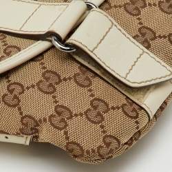 Pre Owned Gucci Beige/Off White GG Canvas and Leather Waist Bag