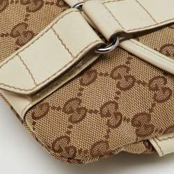 Pre Owned Gucci Beige/Off White GG Canvas and Leather Waist Bag