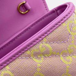 Pre Owned Gucci Purple Super Mini GG Marmont Matelasse Canvas Flap Crossbody