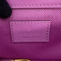 Pre Owned Gucci Purple Super Mini GG Marmont Matelasse Canvas Flap Crossbody