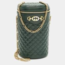 Pre Owned Gucci Green Quilted Leather Trapuntata Convertible Belt Bag
