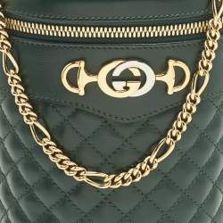 Pre Owned Gucci Green Quilted Leather Trapuntata Convertible Belt Bag