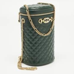 Pre Owned Gucci Green Quilted Leather Trapuntata Convertible Belt Bag