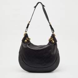 Pre Owned Gucci Black Guccissima Leather Babouska Heart Hobo