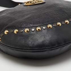 Pre Owned Gucci Black Guccissima Leather Babouska Heart Hobo