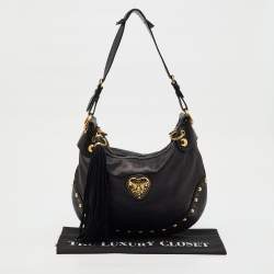 Pre Owned Gucci Black Guccissima Leather Babouska Heart Hobo