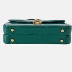 Pre Owned Gucci Green Mini Patent Sylvie 1969 Top Handle Bag