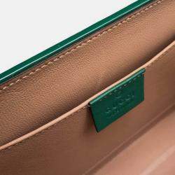 Pre Owned Gucci Green Mini Patent Sylvie 1969 Top Handle Bag