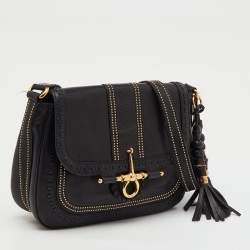 Pre Owned Gucci Black Leather Snaffle Bit Medium Shoulder Bag