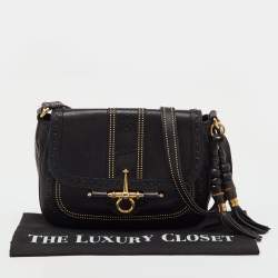 Pre Owned Gucci Black Leather Snaffle Bit Medium Shoulder Bag