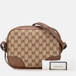 Pre Owned Gucci Beige Brown GG Canvas Bree Crossbody
