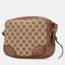 Pre Owned Gucci Beige Brown GG Canvas Bree Crossbody