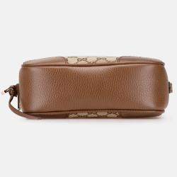 Pre Owned Gucci Beige Brown GG Canvas Bree Crossbody