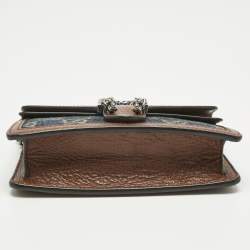 Pre Owned Gucci Blue/Brown GG Denim and Leather Super Mini Dionysus Shoulder Bag