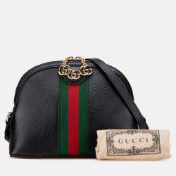 Pre Owned Gucci Black Small Calfskin Ophidia Dome Crossbody