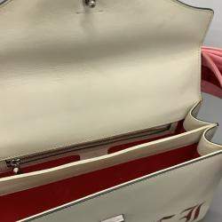 Pre Owned Gucci White Leather Satin Naga Dragon Head Shoulder Bag