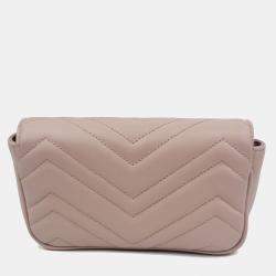 Pre Owned Gucci GG Marmont Matelasse Super Mini Light Pink Leather Bag