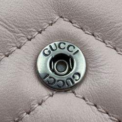 Pre Owned Gucci GG Marmont Matelasse Super Mini Light Pink Leather Bag