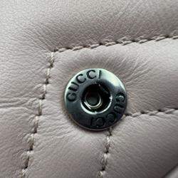 Pre Owned Gucci GG Marmont Matelasse Super Mini Light Pink Leather Bag