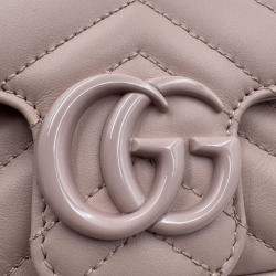 Pre Owned Gucci GG Marmont Matelasse Super Mini Light Pink Leather Bag
