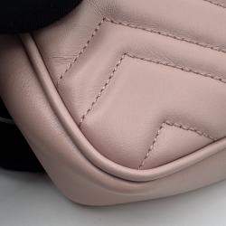 Pre Owned Gucci GG Marmont Matelasse Super Mini Light Pink Leather Bag