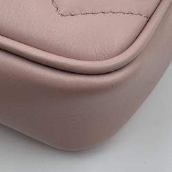 Pre Owned Gucci GG Marmont Matelasse Super Mini Light Pink Leather Bag