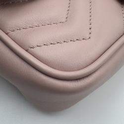 Pre Owned Gucci GG Marmont Matelasse Super Mini Light Pink Leather Bag