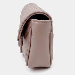 Pre Owned Gucci GG Marmont Matelasse Super Mini Light Pink Leather Bag