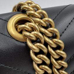 Pre Owned Gucci Black Matelasse Leather Mini GG Marmont Flap Shoulder Bag