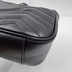 Pre Owned Gucci Black Matelasse Leather Mini GG Marmont Flap Shoulder Bag