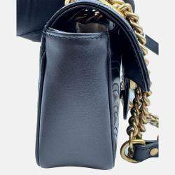 Pre Owned Gucci Black Matelasse Leather Mini GG Marmont Flap Shoulder Bag