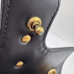 Pre Owned Gucci Black Matelasse Leather Mini GG Marmont Flap Shoulder Bag