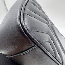 Pre Owned Gucci Black Matelasse Leather Mini GG Marmont Flap Shoulder Bag