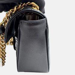 Pre Owned Gucci Black Matelasse Leather Mini GG Marmont Flap Shoulder Bag