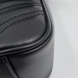 Pre Owned Gucci Black Matelasse Leather Mini GG Marmont Flap Shoulder Bag