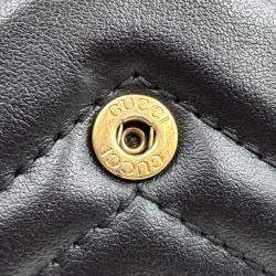 Pre Owned Gucci black Matelasse Leather Super Mini GG Marmont Shoulder Bag