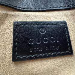Pre Owned Gucci black Matelasse Leather Super Mini GG Marmont Shoulder Bag