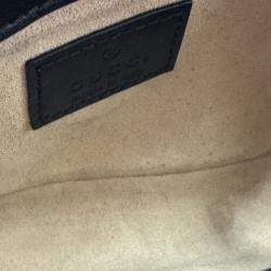 Pre Owned Gucci black Matelasse Leather Super Mini GG Marmont Shoulder Bag