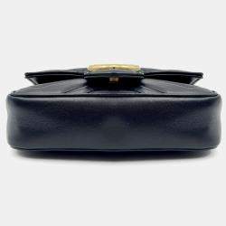 Pre Owned Gucci black Matelasse Leather Super Mini GG Marmont Shoulder Bag
