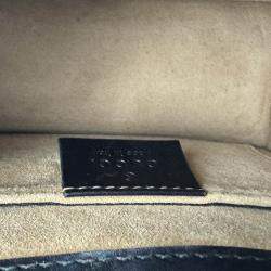 Pre Owned Gucci Black Leather Mini Web Chain Sylvie Shoulder Bag