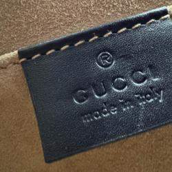 Pre Owned Gucci Black Leather Mini Web Chain Sylvie Shoulder Bag