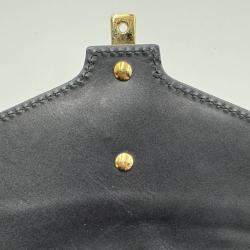 Pre Owned Gucci Black Leather Mini Web Chain Sylvie Shoulder Bag