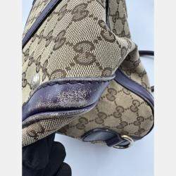 Pre Owned Gucci Vintage GG Monogram Boston Beige/Purple Bag