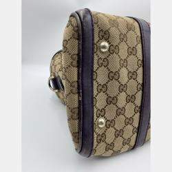 Pre Owned Gucci Vintage GG Monogram Boston Beige/Purple Bag